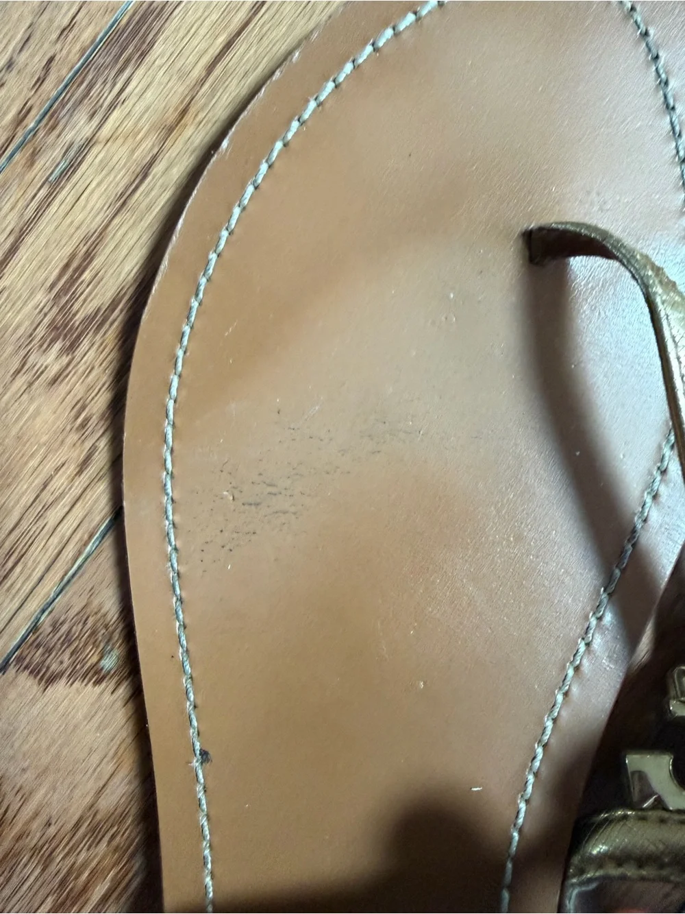 Tory Burch Metallic Gold Leather Miller Thong Sandal